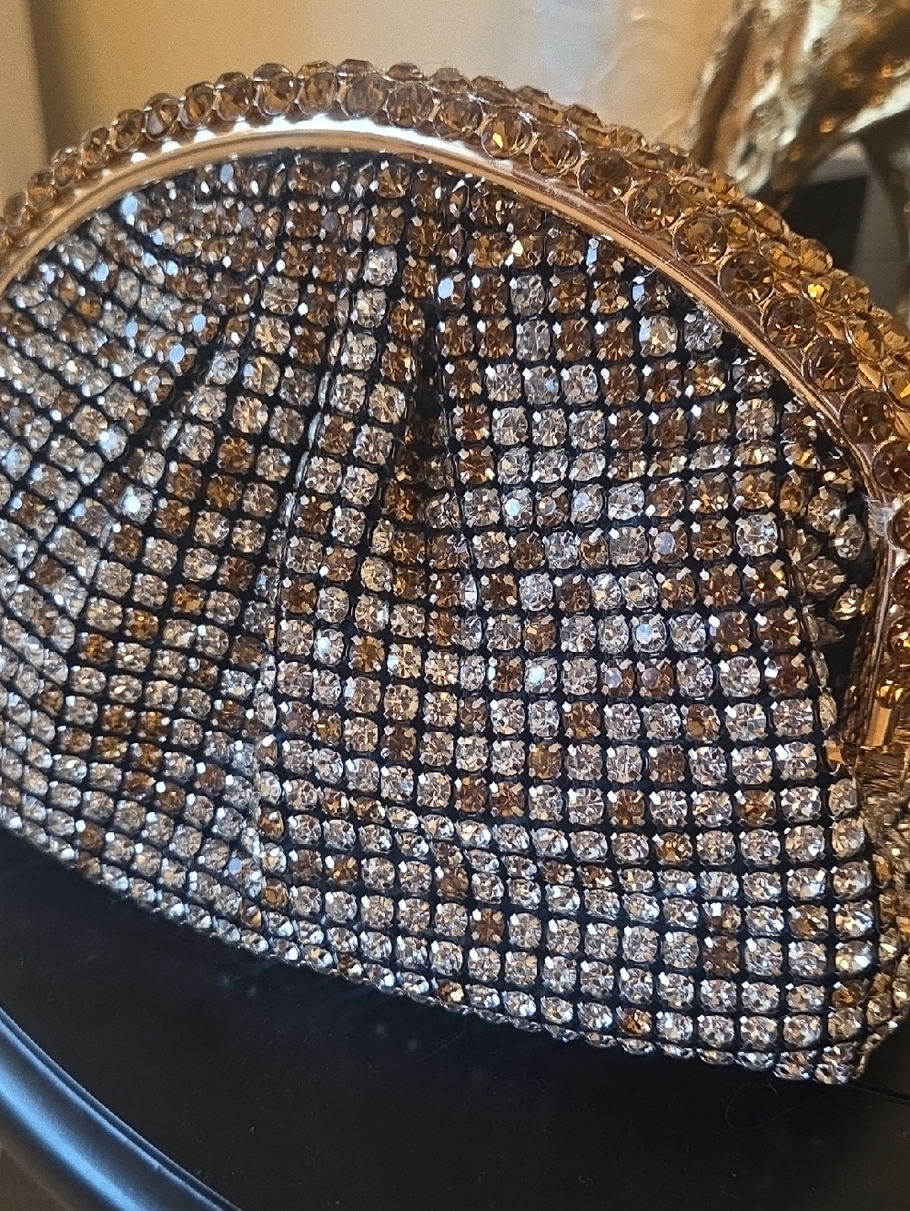 Nwt Unique Gold and Silver Crystal Embellished Evening Clutch Bag - Picture 6 of 11